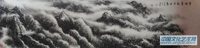 画家李颠焦墨山水作品