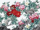 画家马志红花鸟作品《花王沐春》