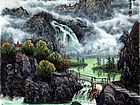 画家闫秀伶山水作品《云雾山中》