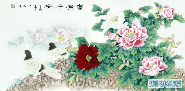 画家马志红花鸟作品《富贵平安》