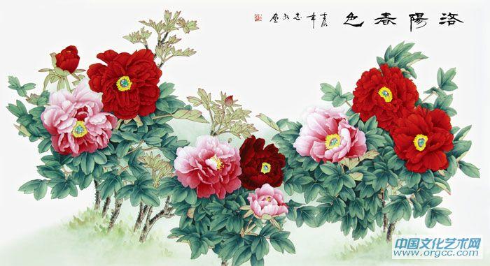 画家马志红花鸟作品《洛阳春色》