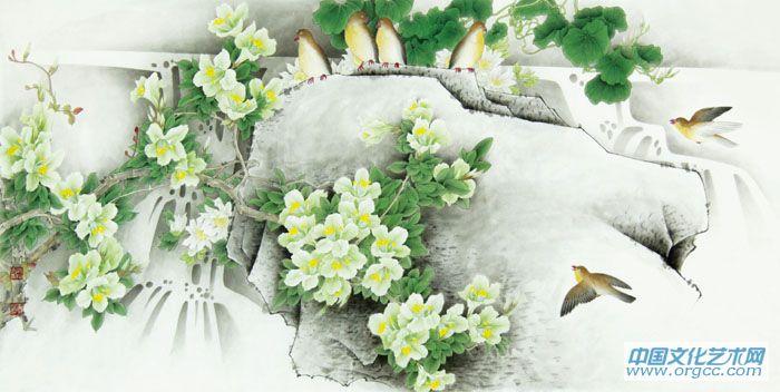 画家马志红花鸟作品《清韵》