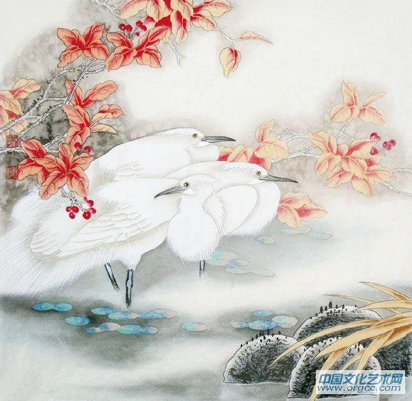 画家马志红花鸟作品《秋韵》
