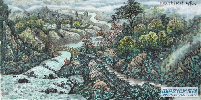 画家闫秀伶山水作品《山情水韵》