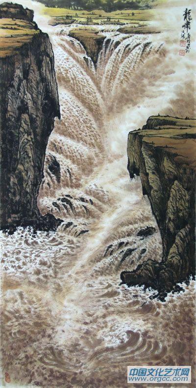 画家闫秀伶山水作品《龙啸》