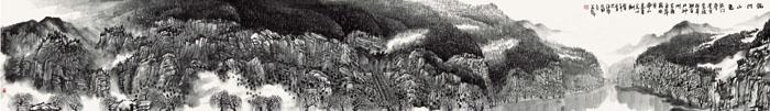 画家张国亮山水作品《龙门山色长卷1》