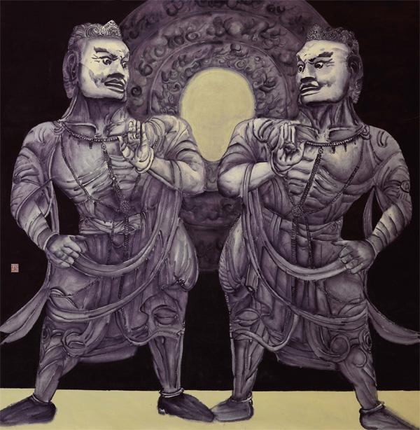 画家张国亮山水作品《龙门造像之佛法无边》