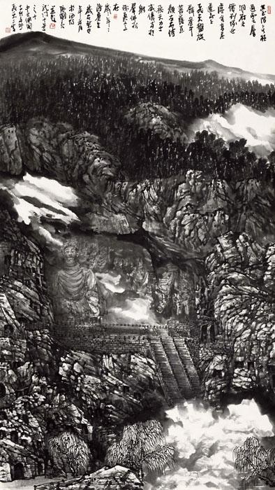 画家张国亮山水作品《中天佛国》