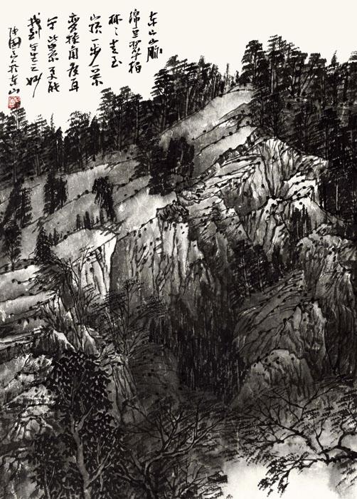 画家张国亮山水作品《龙门石窟写生系列之二十七》