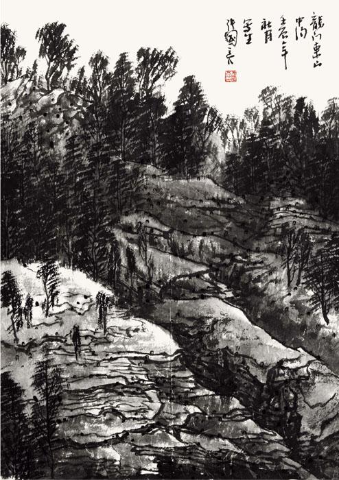 画家张国亮山水作品《龙门石窟写生系列之二十六》