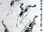 书画家王家宽作品《白石大师笔意画虾》