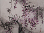 画家黄山花鸟作品《密叶隐歌鸟》