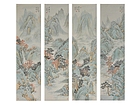 云山画意浓青绿山水四条屏