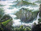 画家闫秀伶山水作品《山清水秀人长寿》