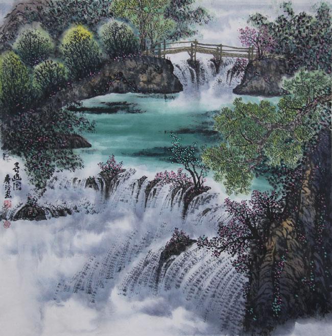 画家闫秀伶山水作品《寻幽图》