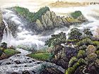 画家闫秀伶山水作品《山涧清泉和鸟鸣》136×68