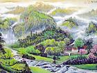 画家闫秀伶山水作品《青山幽居》136×68