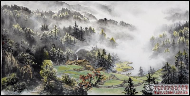 袅袅炊烟深山清,重重雾霭村更宁